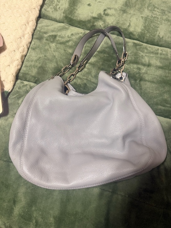 Michael Kors Grey Leather Shoulder Hobo with Silver Chain Handles